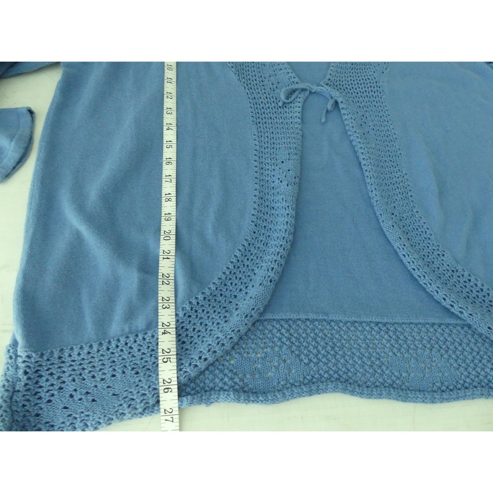 Only Necessities Open Knit Cardigan 1X Flowy Crochet Tie Lightweight Office - Picture 6 of 7